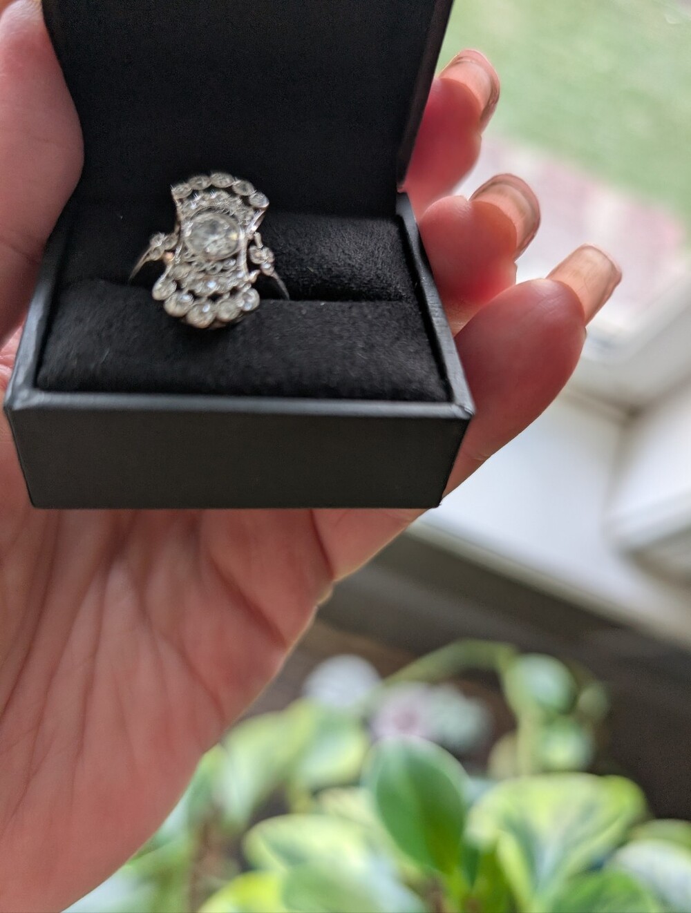 Antique Diamond Platinum Ring Size 6 - Picture 6 of 11